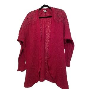 Nostalgia Red Cardigan with Lace Details Size Large
